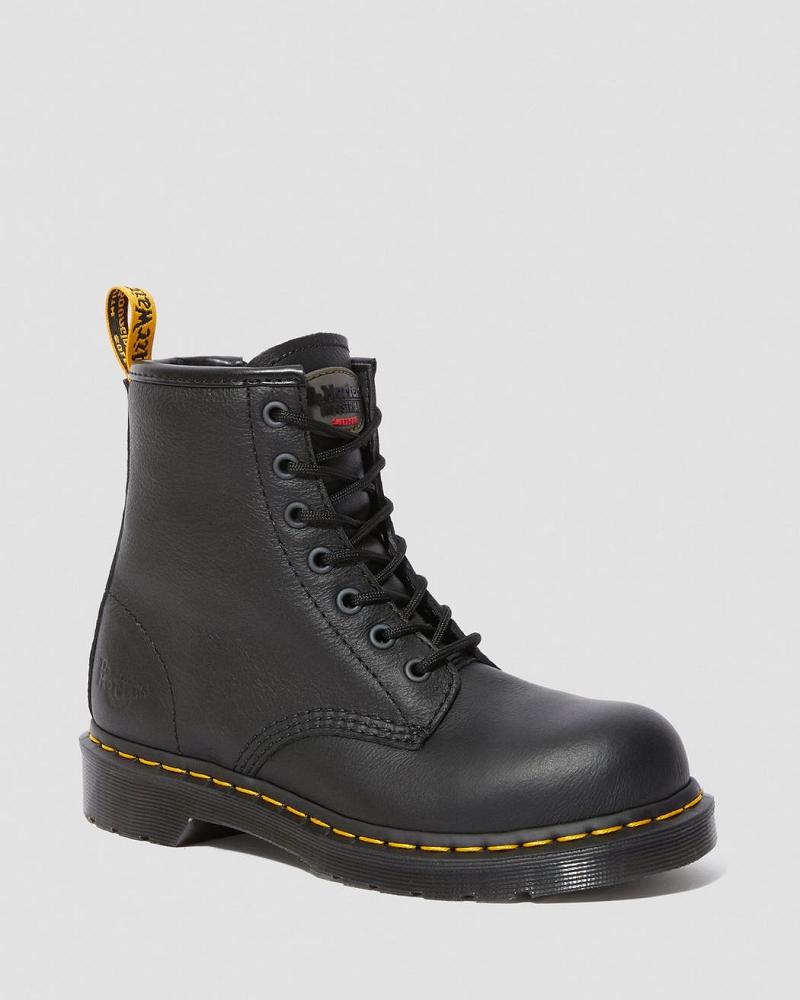 Black Men\'s Dr Martens Maple Zip Newark Women\'s Steel Toe Work Boots | CA 652AHK